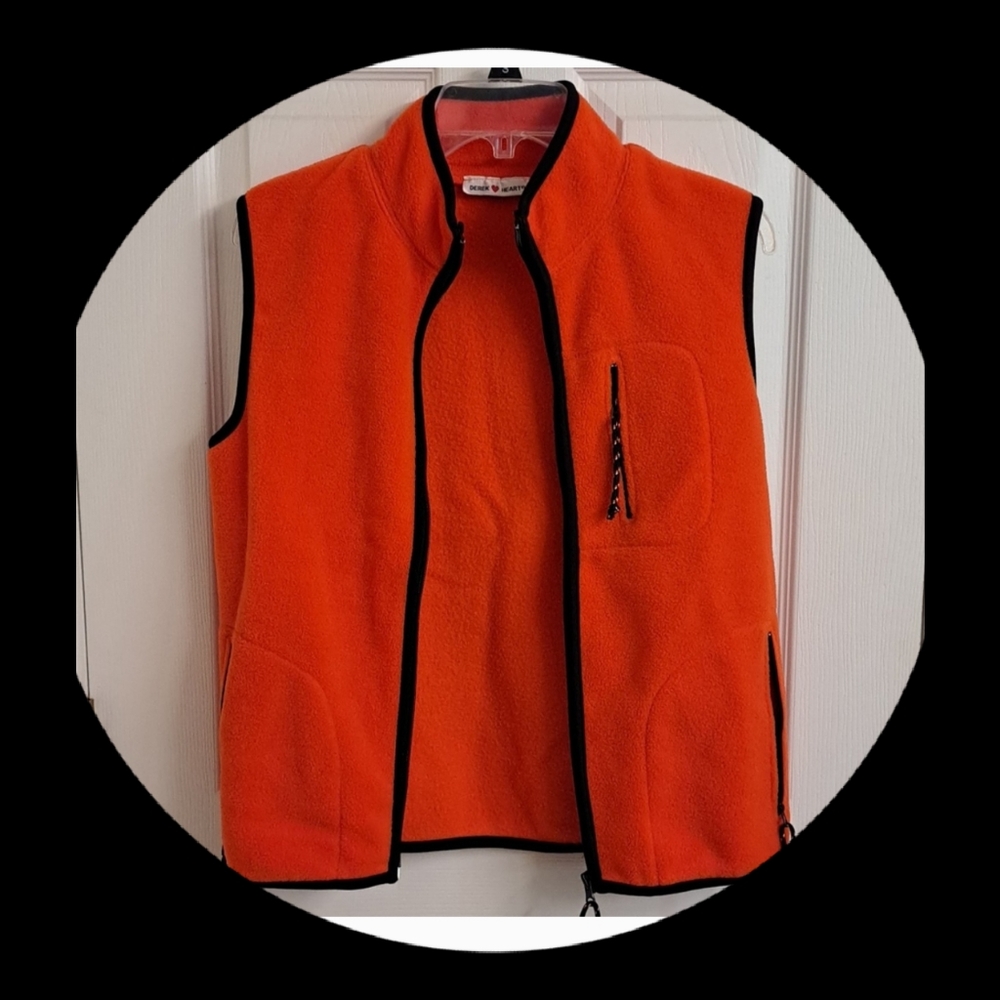 🌴Derek Heart Orange Fleece Vest Size Small